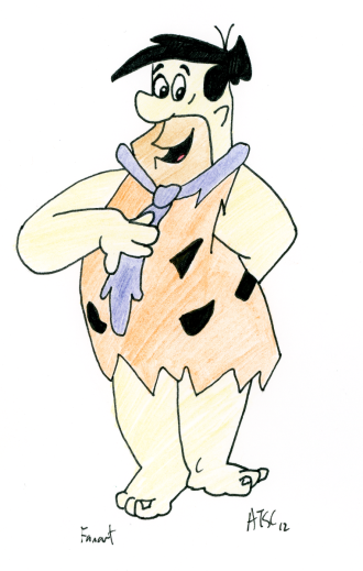Fred Flintstone - ink and coloured pencil