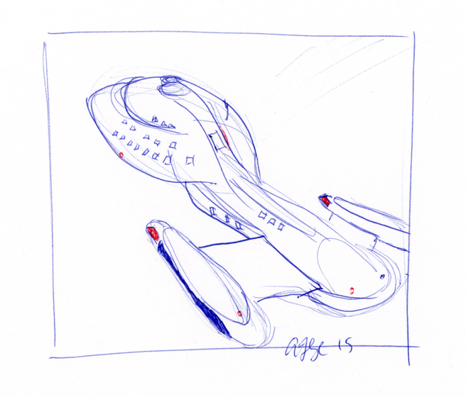 Voyager Sketch aft - blue and red ink