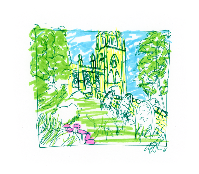 Church from The Elder Scrolls 4: Oblivion (pen and highlighters)